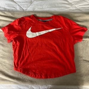Orange Nike Swoosh Cropped T-Shirt